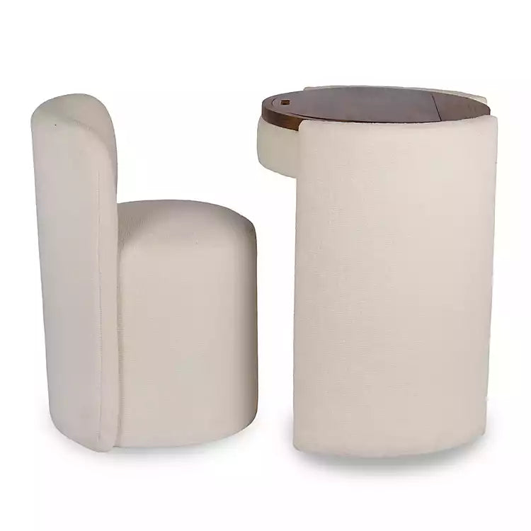 Ivory Vanity Chair and Mirror Vanity Set