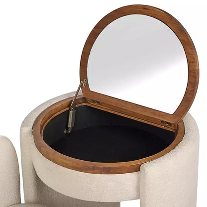 Ivory Vanity Chair and Mirror Vanity Set